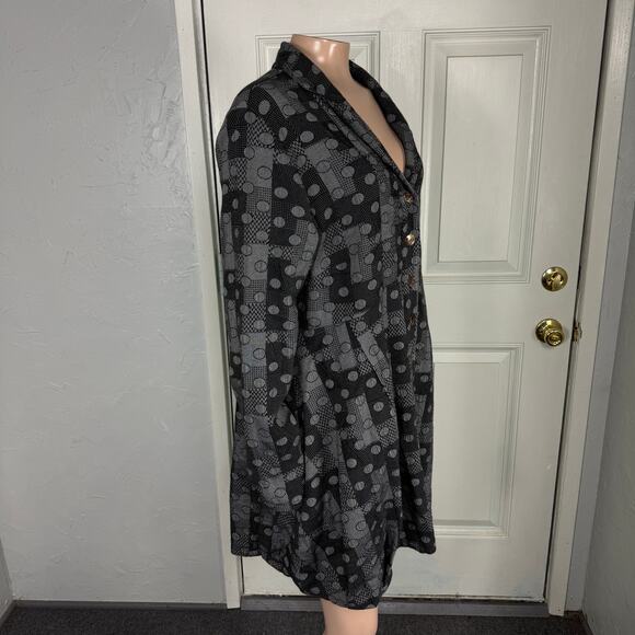 Cut Loose Womens Shirt XL Lagenlook Art to Wear Cotton Polka Dot Plaid Button V9 - Picture 5 of 7